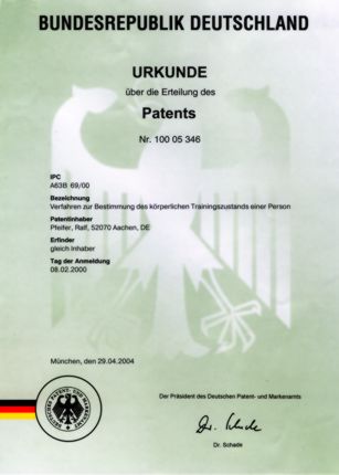 Urkunde &uuml;ber die Erteilung des Patentes